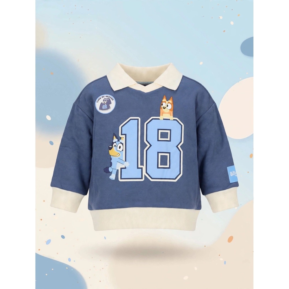 Bluey Bingo Toddler Boys Collared Sweatshirt Blue Varsity size 2T